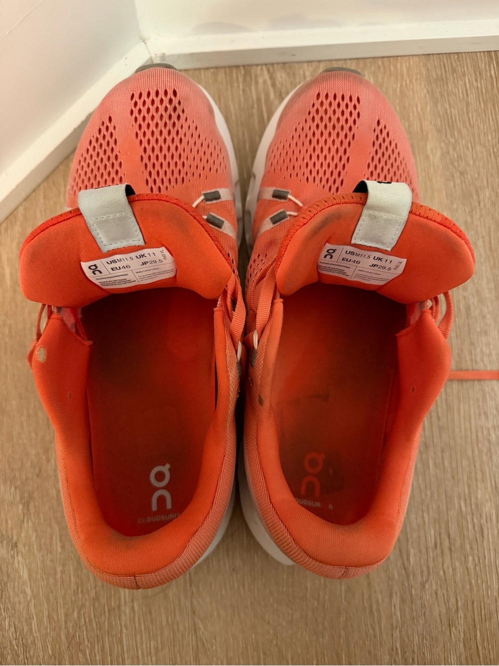 On Running Cloudsurfer Men's Size 11.5 Flame White Orange Sneakers - Picture 9 of 10